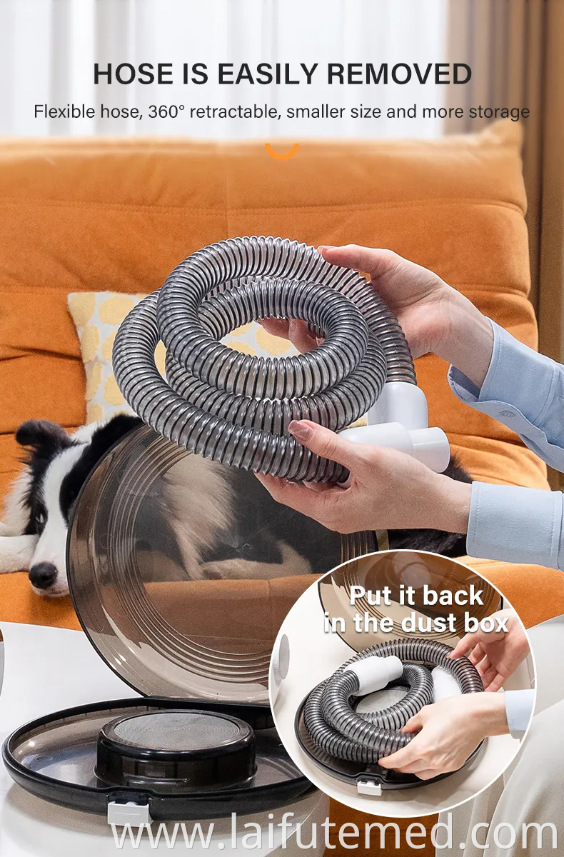 Elspet 4 in 1 Dog Vacuum Grooming Tools with Comb Clipper Grooming Dryer Adjustable Temperatures, Heating, and Anion Functions PRO Dog Grooming Kits